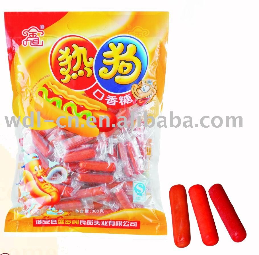 Hot dog bubble gum in printed bag(confectionery  chewing gum)