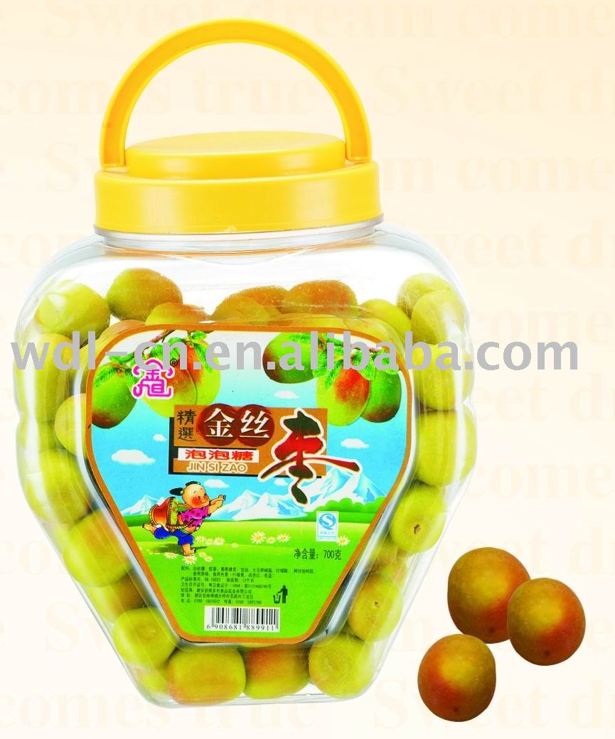 Jujube bubble gum in heart shaped jar(chewing gum  candy)