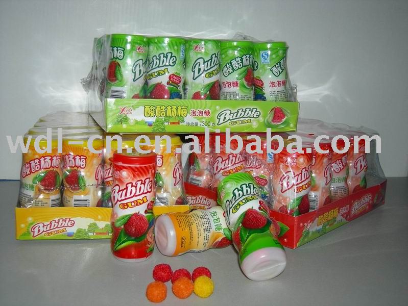 Small waxberry bubble  gum  in  jar  (candy  fruit chewing  gum )