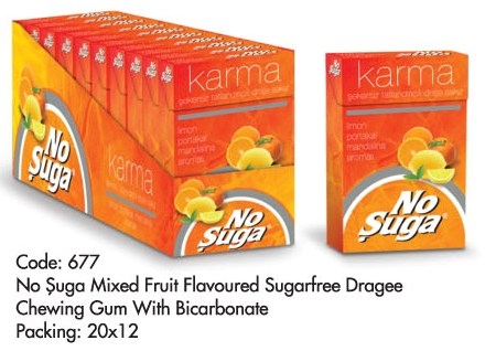 NO SUGA Mixed Fruit Flavored Sugarless Chewing Gum With Bicarbonate ...