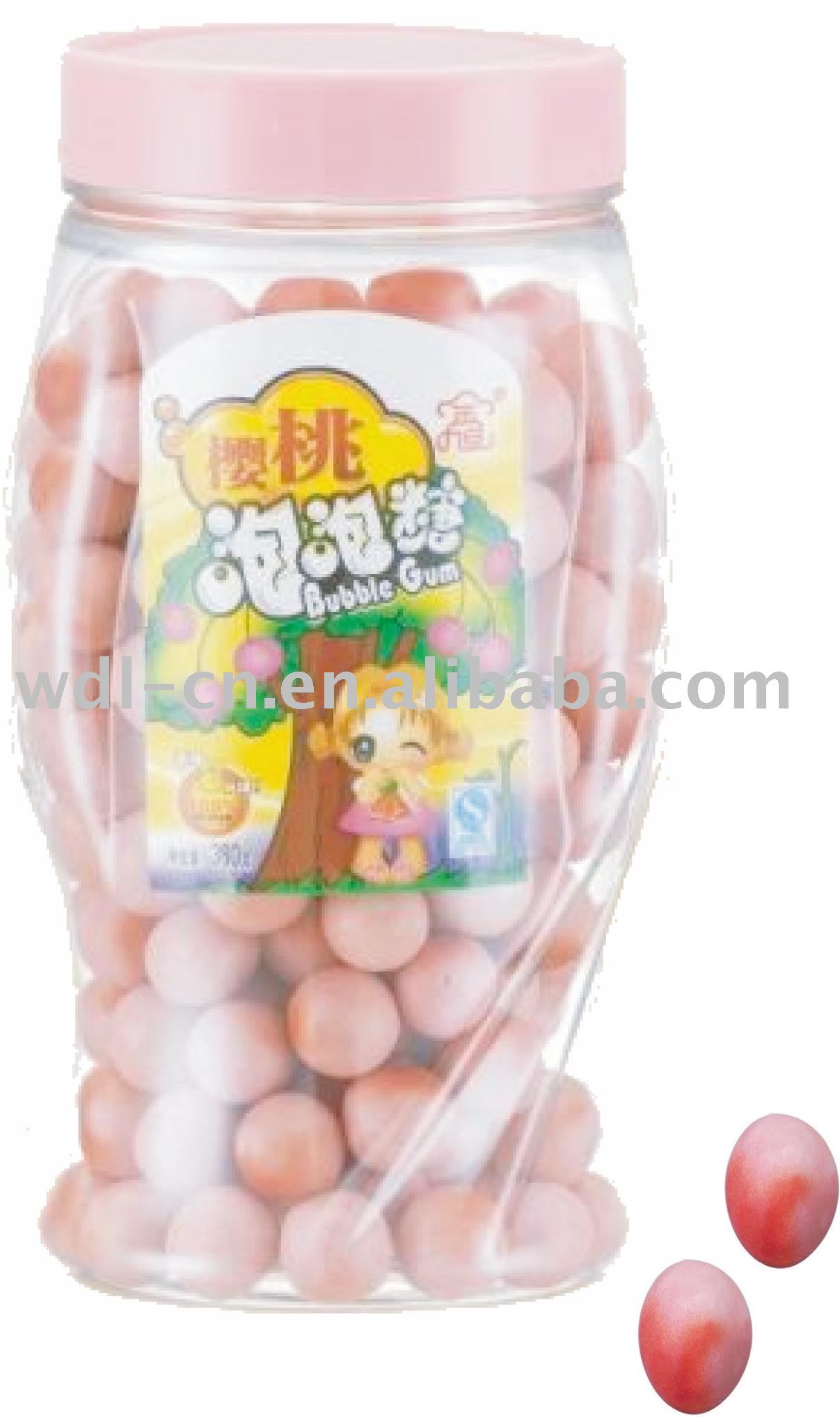 Cherry bubble gum in champion jar(chewing gum  candy)