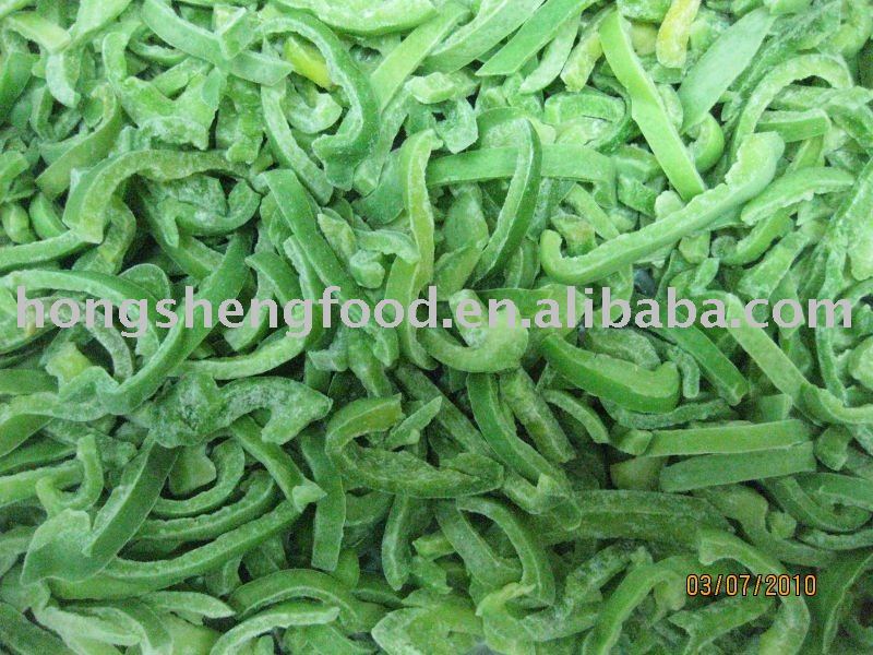 IQF 5-7mm green pepper strips