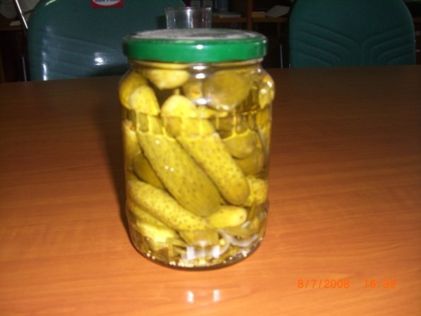 Baby cucumber in jar