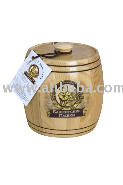 Natural Honey In Wooden  narrow  Keg 600g