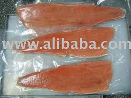 frozen chum or pink salmon fillet