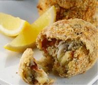 Smoked mackerel fish cakes with salad and horseradish dressing