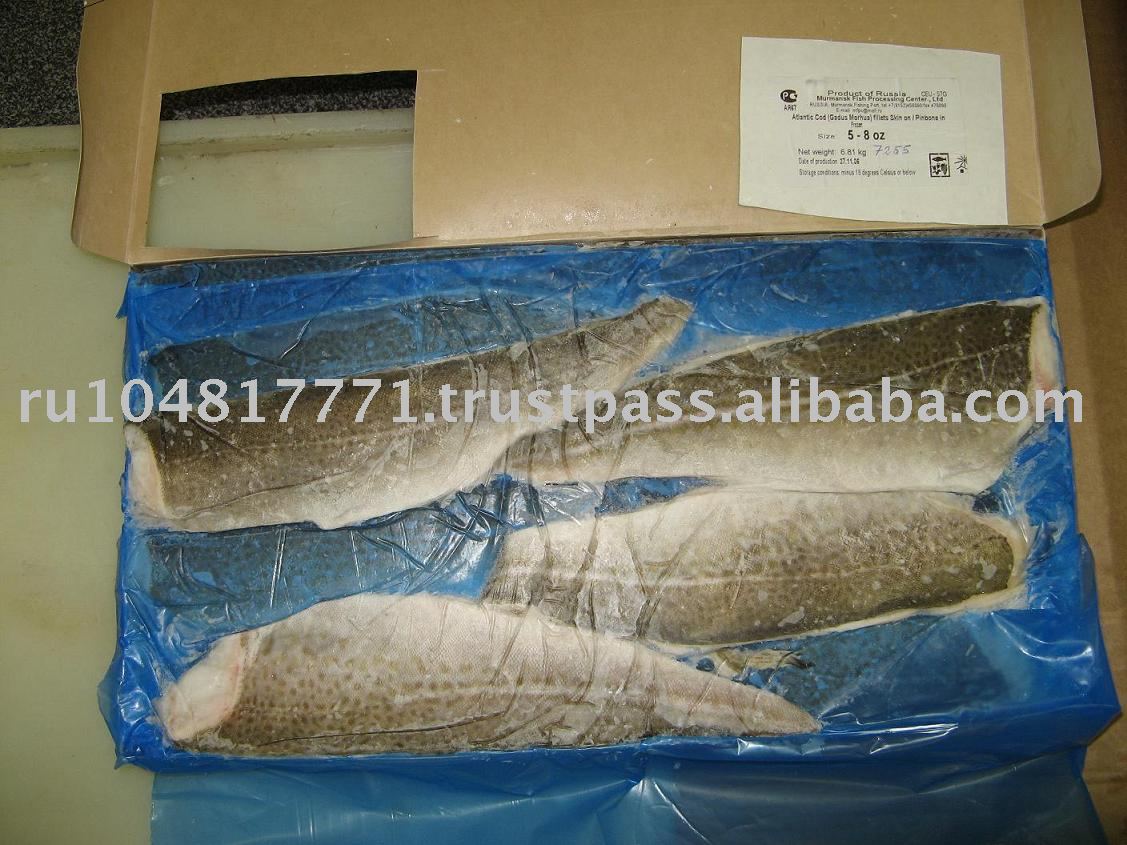 Cod  fillet s,  Interleaved , skin on/off, EU approved.