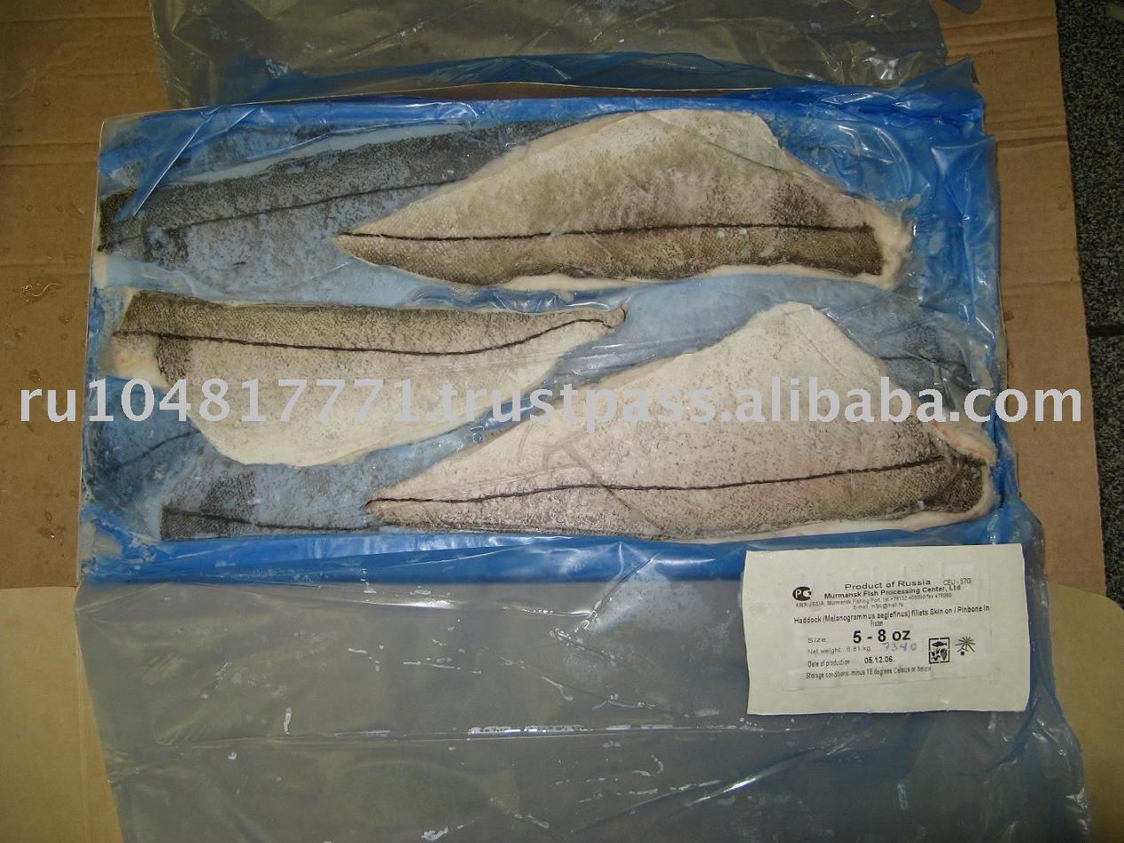 Haddock fillets, Interleaved, skin on, EU approved.