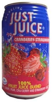  Juice s   Just   Juice  - Sparkling Cranberry - Strawberry (340ml Can)