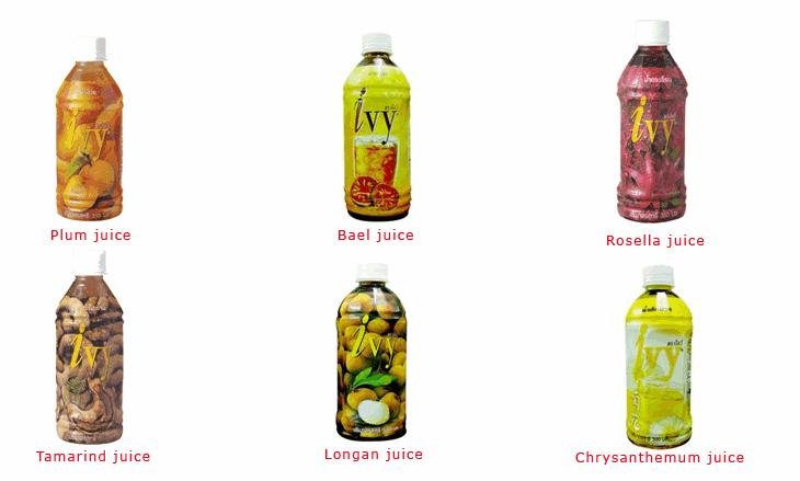 Tamarind juice , Longan juice , Bael juice , Chrysanthemum juice, Plum juice Rosella juice and much