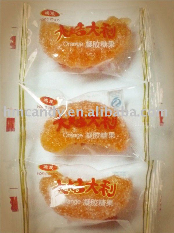 Orange shaped fruit chewy soft candy