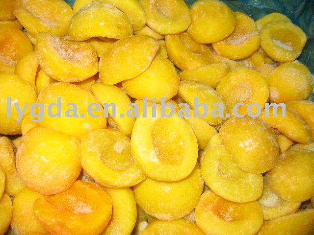 Frozen yellow peach half