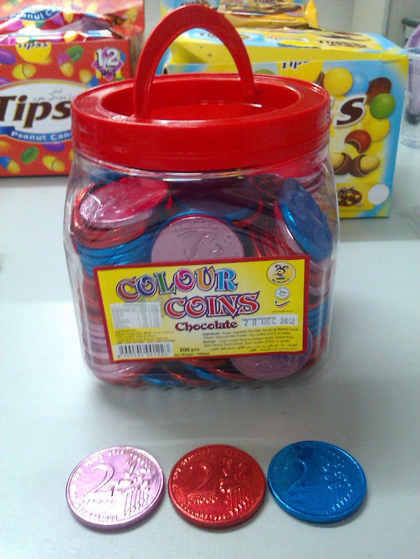 coloured chocolates coins