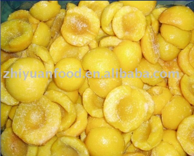 Frozen yellow peach halves