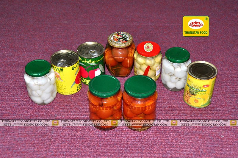 Pickled Cherry Tomato in jar 720ml and Lychees and Pickled Eggplant and Pineapple - Thongtan Food