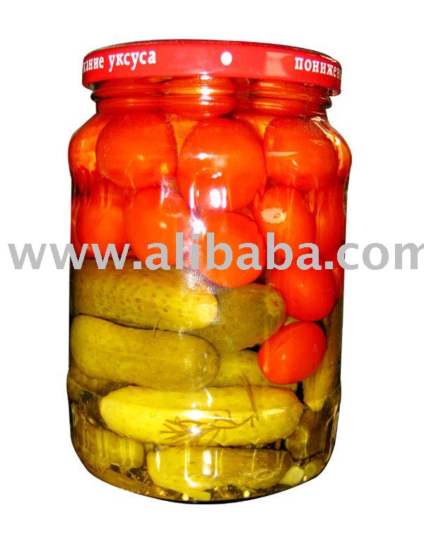 Assorti tomatoes and baby gherkin