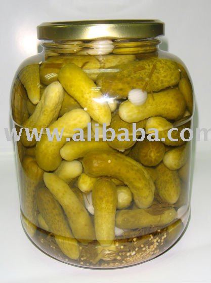 Baby gherkins in jar