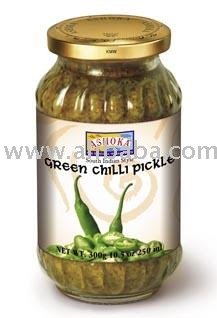 south indian style sliced green chilli pickle - 300g 10.5oz