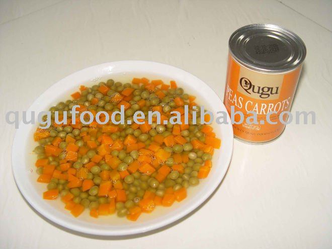 carrots and import green peas in can