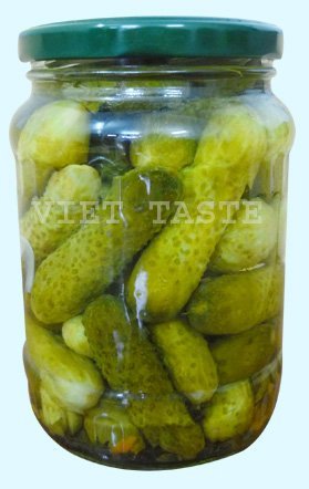 Pickled cucumber in jar