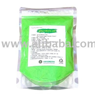 Green color  sugar  powder
