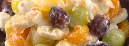 Ambrosia Combine pineapple chunks, mandarin oranges, banana, grapes and marshmallows