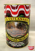 Canned whole black olives origin Spain