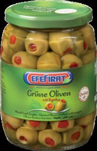 Filled green olives with peppers