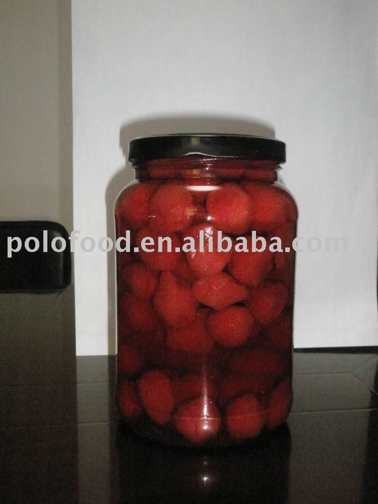 strawberries in glass jar