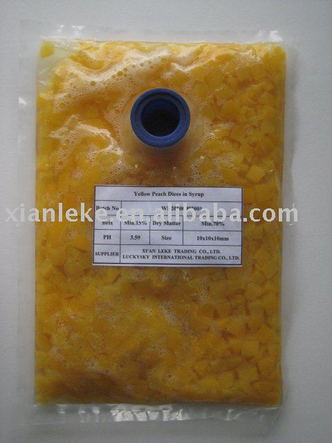 aseptic packed yellow peach dices in syrup