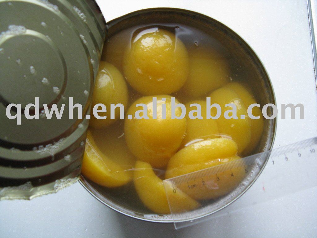 Canned yellow peach halves in light syrup
