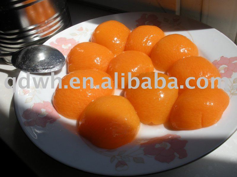 Apricot halves in tins