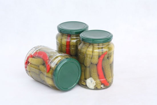 Pickled cucumber and chilli  canned fruit