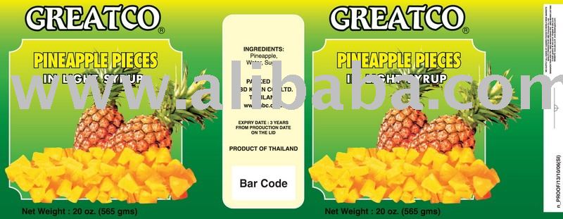 Pineapples Irregular Cut Pieces in light syrup - 20 oz (565/340 gms) x 24