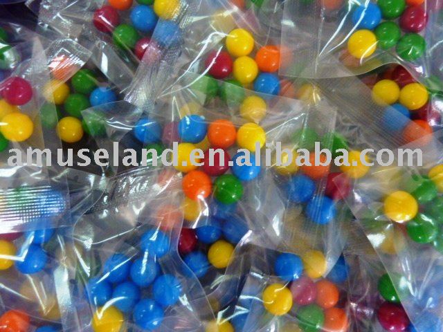 Mutli-colour Ball shape Coated Candy with small bag, 10mm diameter