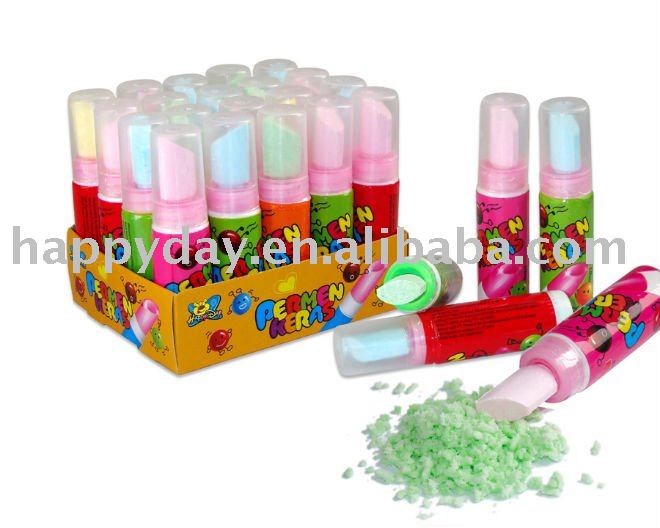 Lip stick candy with power