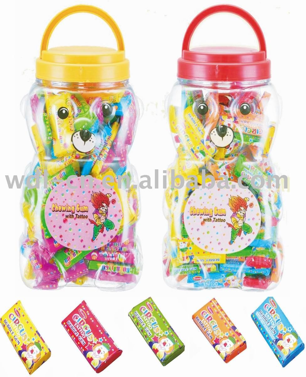 Tattoo bubble gum in kolala jar