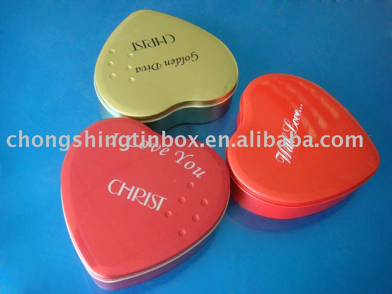  colorful  heart shape chocolate tin box