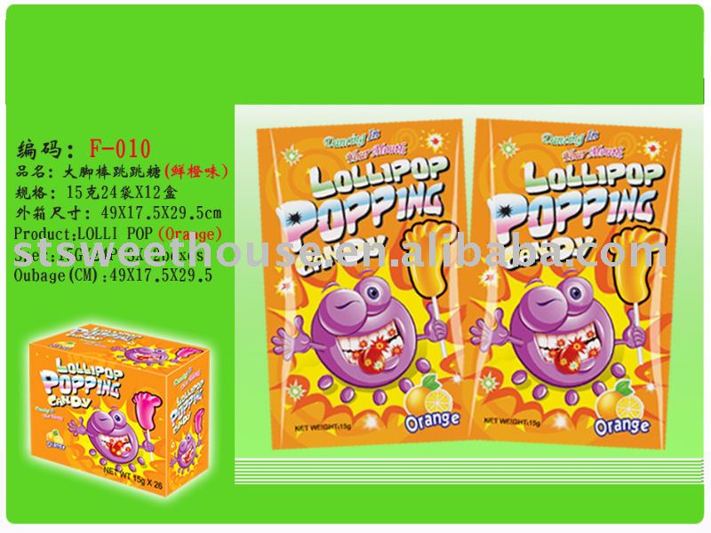 Orange fruit popping candy