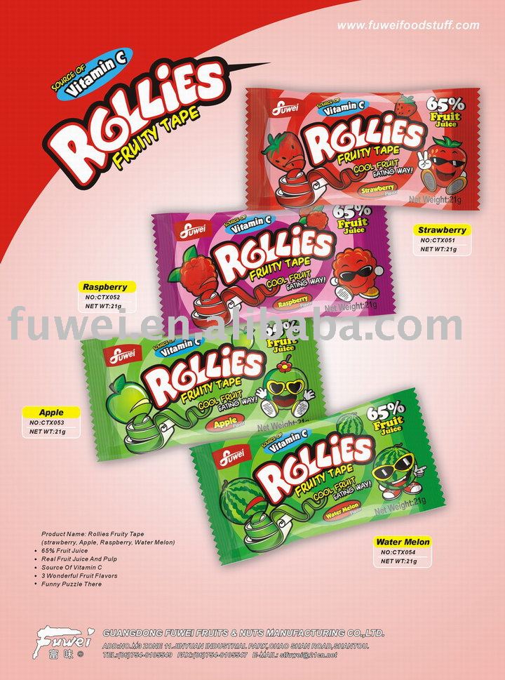 Fruit rollies gummy candy (65% fruit juice) products,China Fruit rollies gummy candy (65% fruit ...