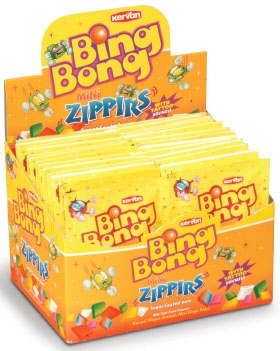 BING BONG Mini Zippirs Mini Dragee Bubble Gum With Tattoo