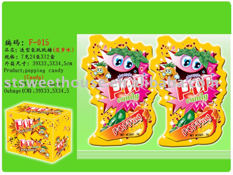 Pineapple popping candy with lollipop