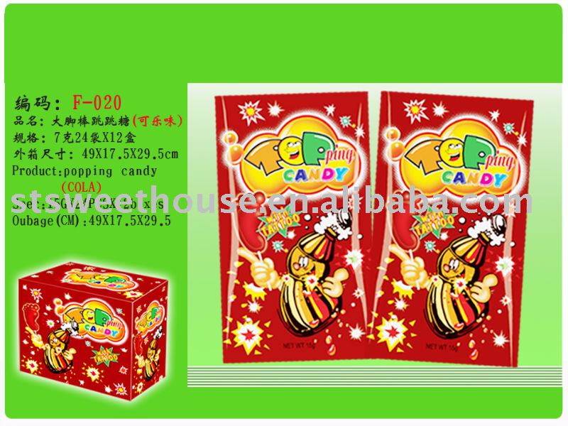 Cola lollipop with popping candy