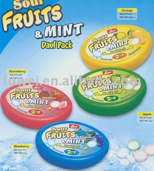 22g Sour Fruit Sugar Free Dual Pack compressed mints