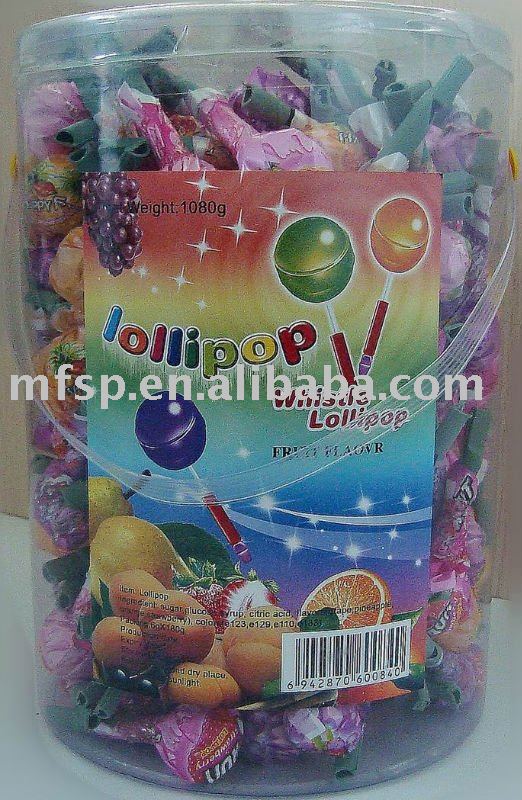 Fruity whistle hard lollipop candy  Jar / Bottle 