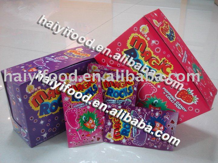 magic rocks lollipop with popping candy(hand foot lollipop with popping candy)