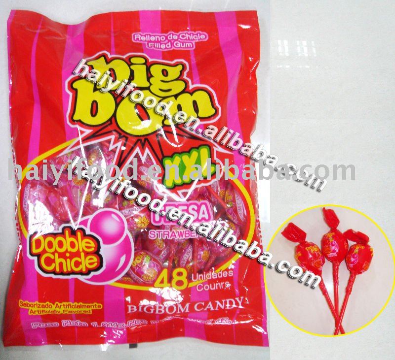 big bom confection bubble gum lollipop,China HAIYI price supplier - 21food