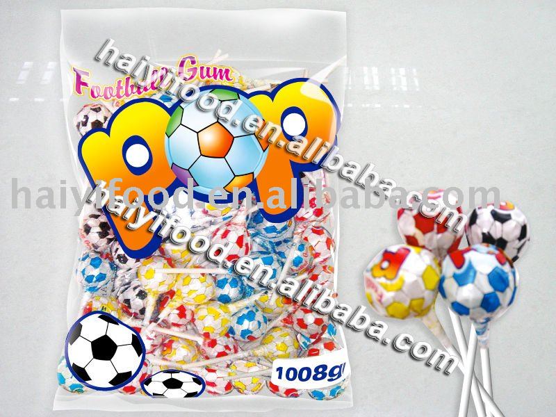 football lollipop with bubble gum