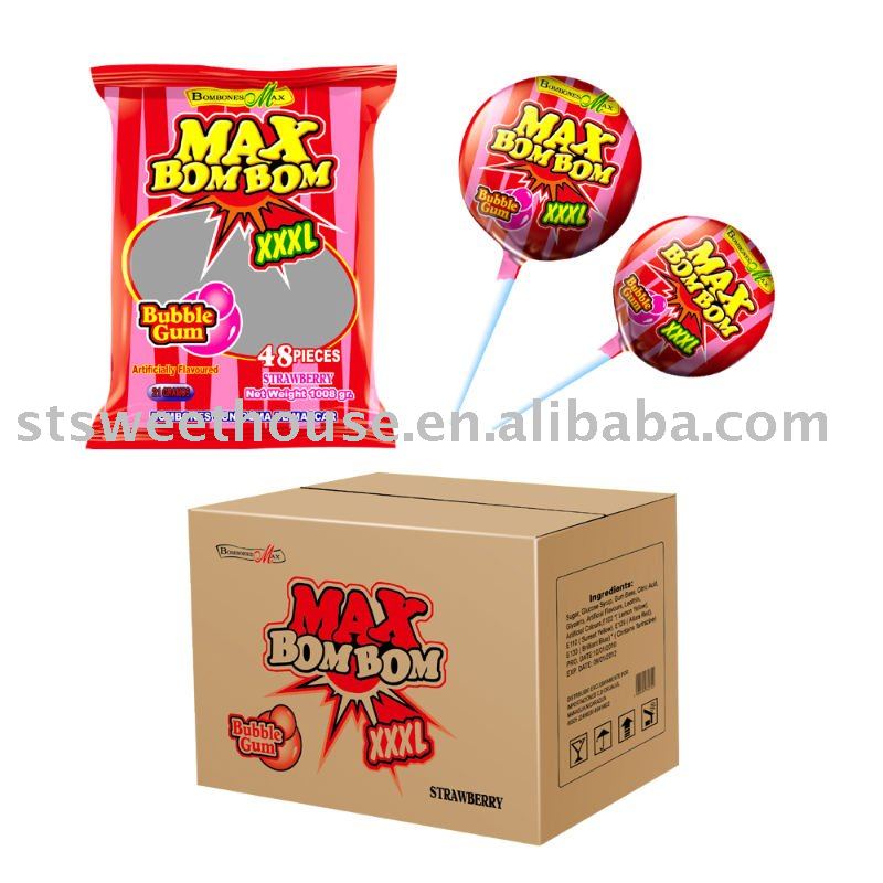 strawberry gum lollipop