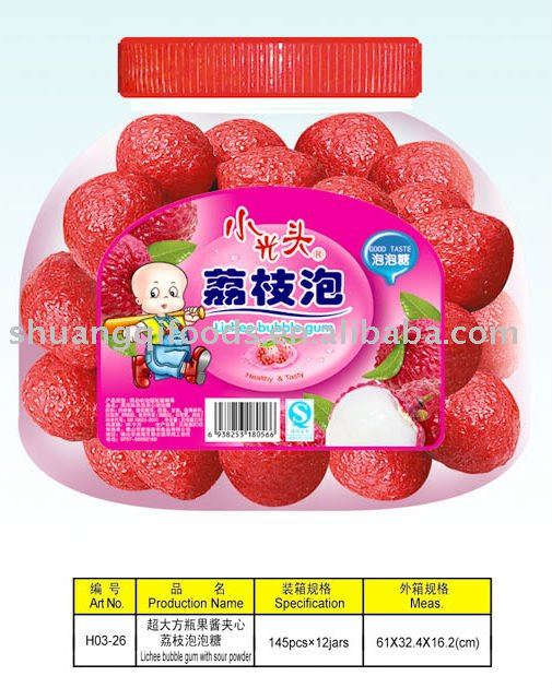 LICHEE BUBBLE GUM WITH SOUR POWDER